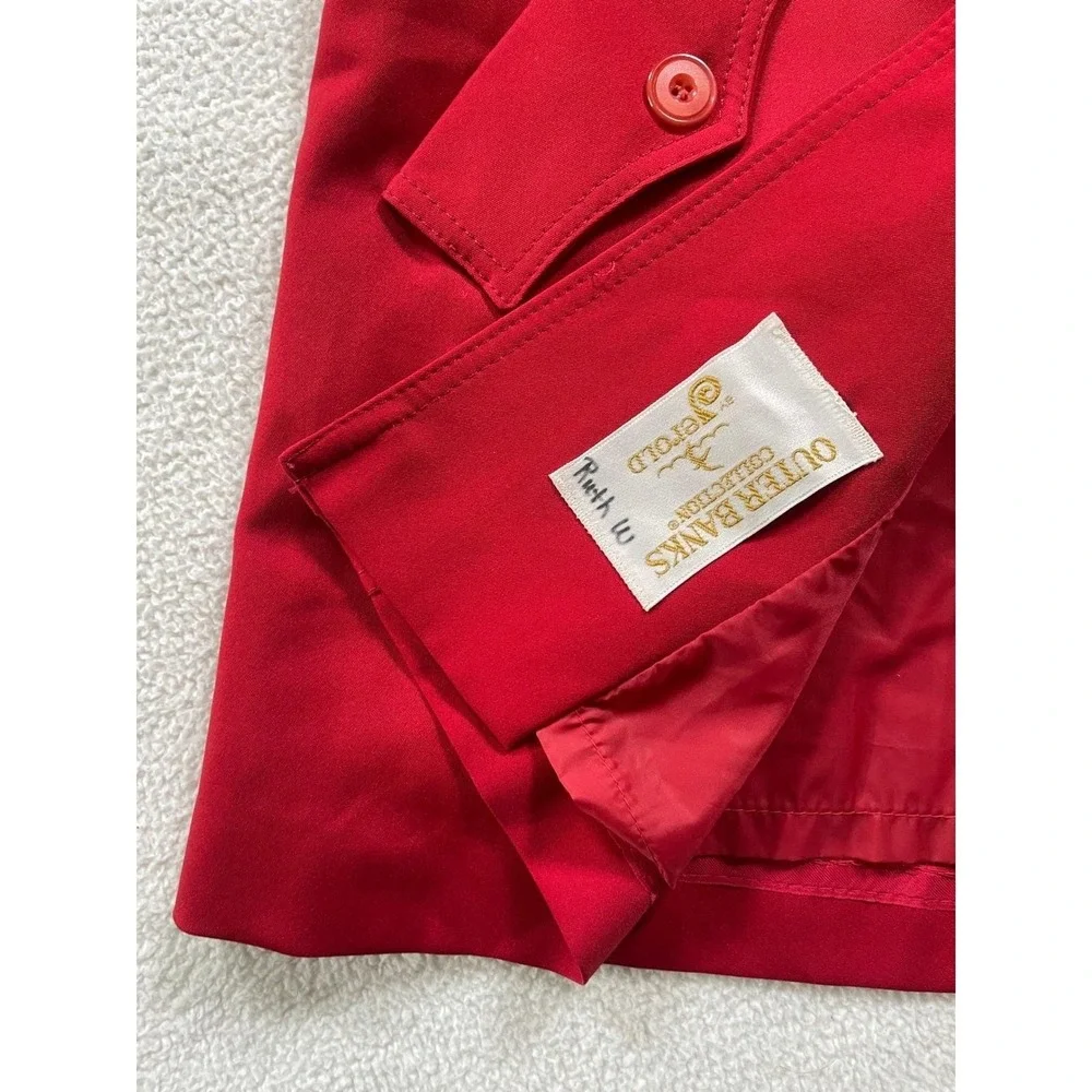 Vintage 60s Outer Banks Women Small Trench Coat Red Western‎ Yoke Rain Repellent